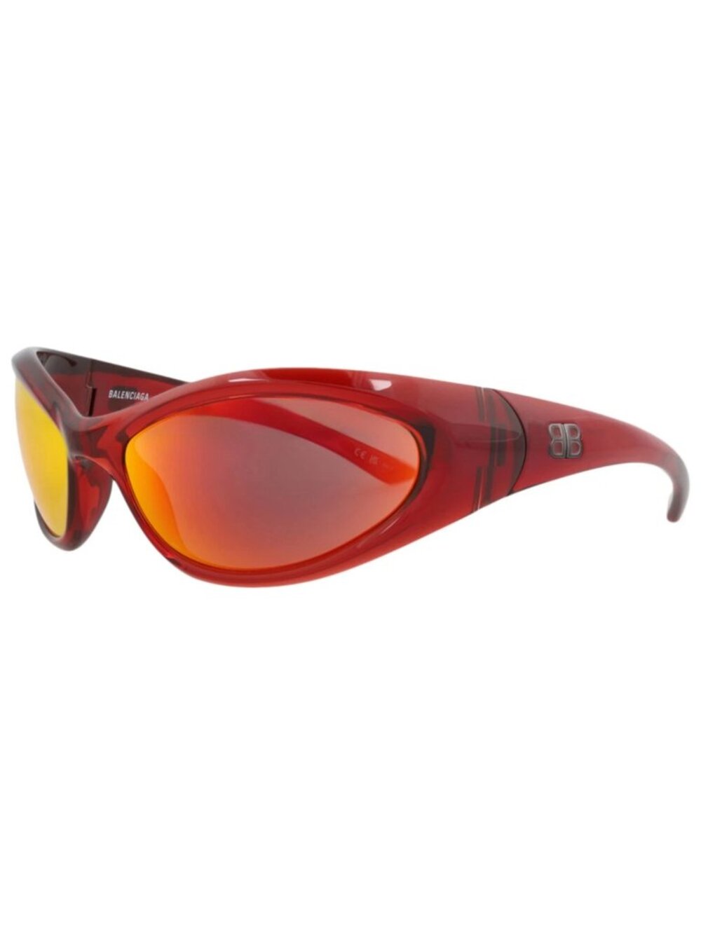 New Balenciaga Women's Sunglasses Shield Wrap Bio Injection Frame Unisex Red Red